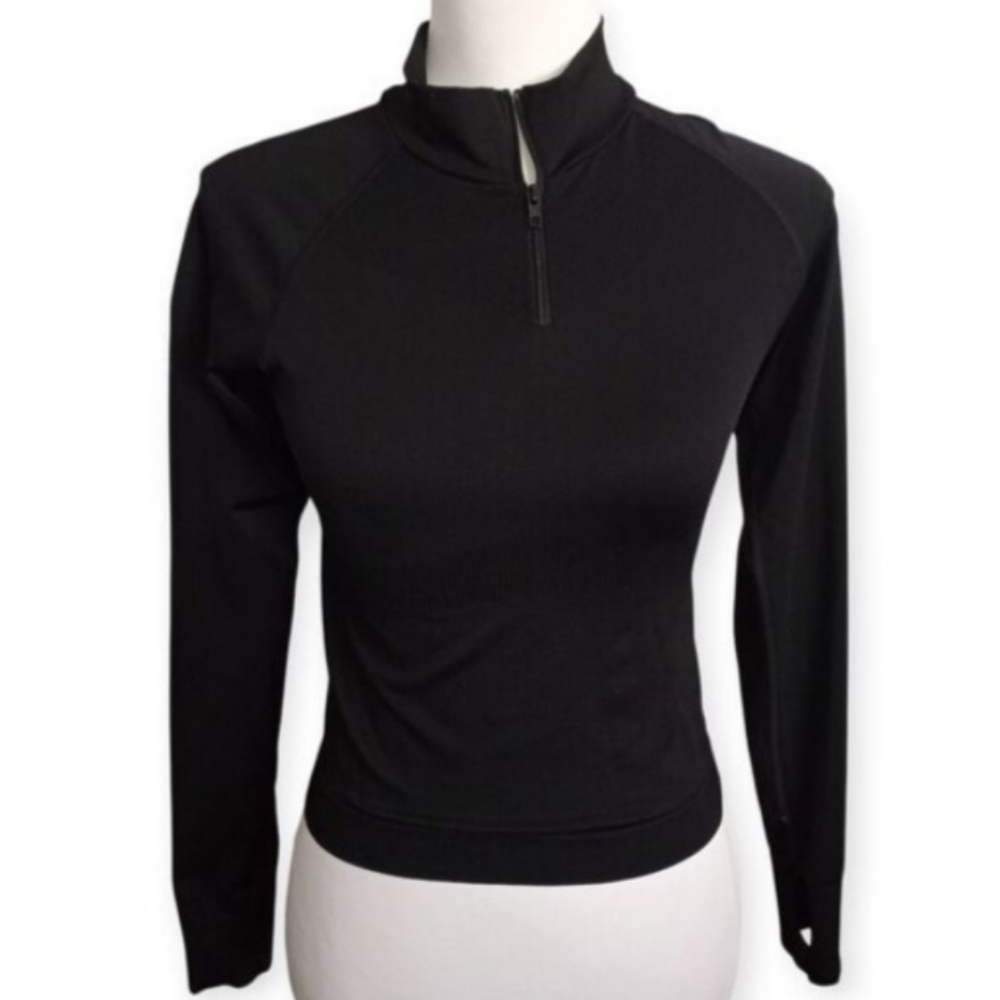 PINK Victoria's Secret Black Quarter-Zip Sweatshirt Sz.XS EUC. - Picture 3 of 8